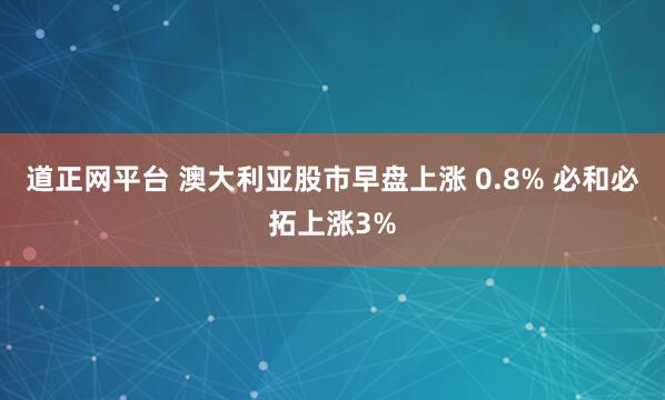 道正网平台 澳大利亚股市早盘上涨 0.8% 必和必拓上涨3%
