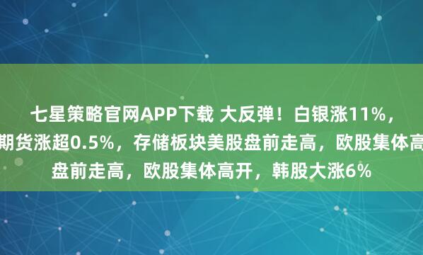 七星策略官网APP下载 大反弹！白银涨11%，黄金涨6%，纳指期货涨超0.5%，存储板块美股盘前走高，欧股集体高开，韩股大涨6%