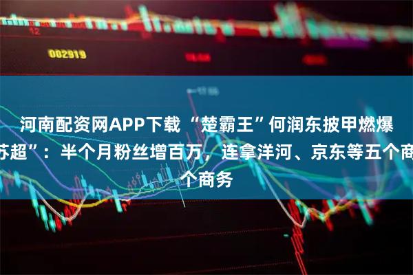 河南配资网APP下载 “楚霸王”何润东披甲燃爆“苏超”：半个月粉丝增百万，连拿洋河、京东等五个商务
